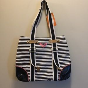 Roxy black and white striped bag